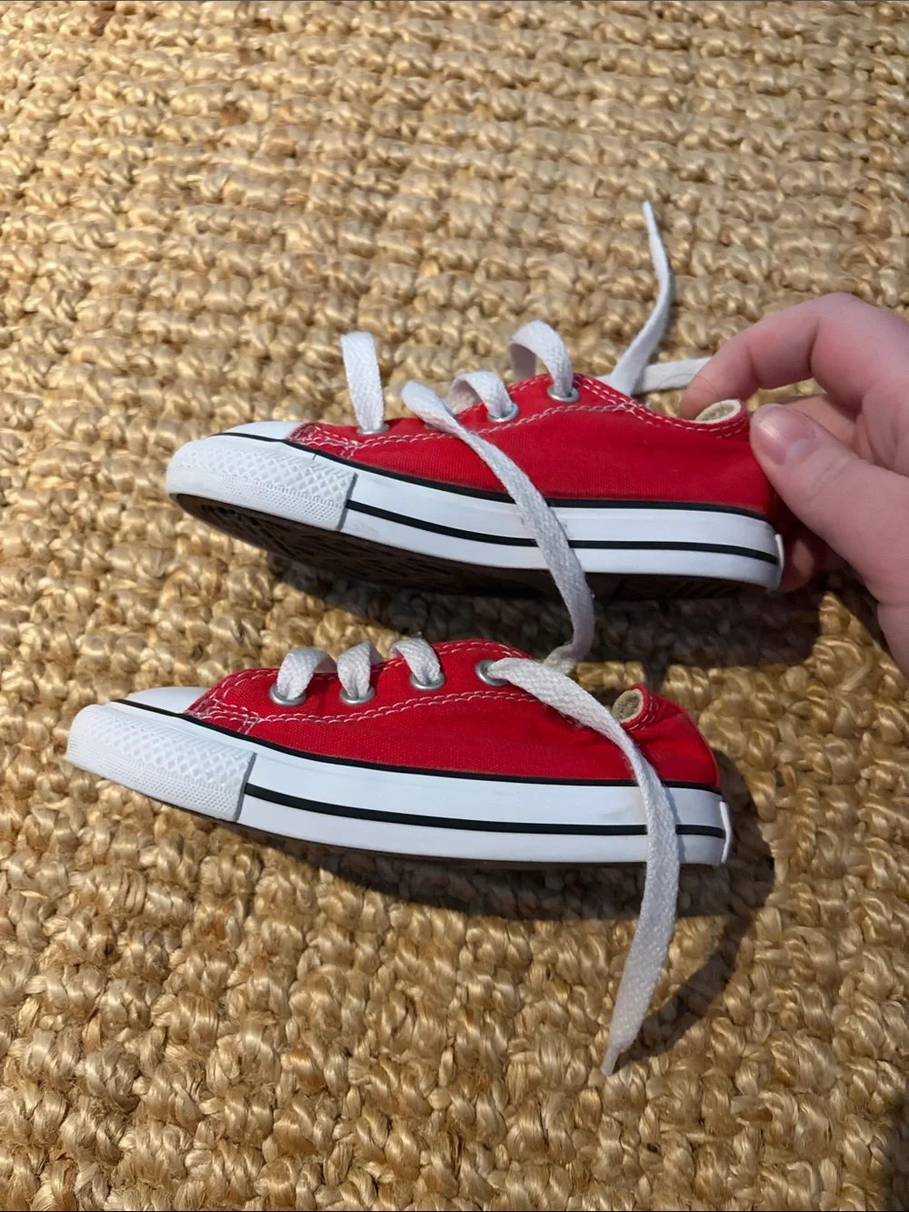 Converse Kids Red Canvas Low-Top Sneakers with White Laces